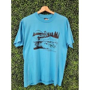 Vtg 80s BILL & SANDYS RESORT Shirt L fishing outdoors nature lake tee vintage